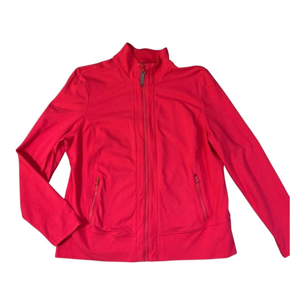 T by Talbots Jacket SZ XL Pink Knit Outdoor Casual Full Zip Pockets Outerwear